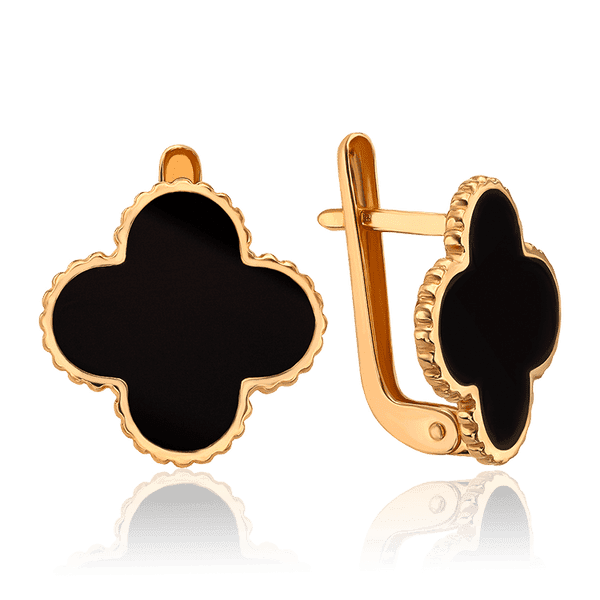 Золотые серьги с чёрной эмалью 033833 детальное изображение ювелирного изделия Золотые серьги с эмалью