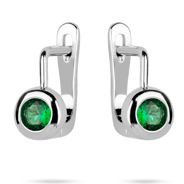 Дитячі срібні сережки з зеленими фіанітами 925 проби (родовані) 039564 детальне зображення ювелірного виробу Дитячі срібні сережки з зеленими фіанітами 925 проби (родовані) 039564 детальне зображення ювелірного виробу