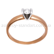 обзорное фото Золотое кольцо с бриллиантом 11498  Золотые кольца для помолвки с бриллиантом