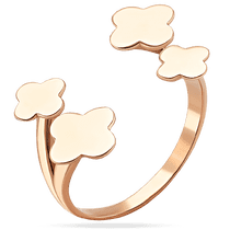 оглядове фото Жіноча каблучка в червному золоті Конюшина без вствок 039005