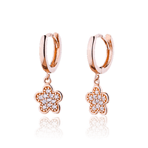 обзорное фото Золотые серьги Цветок с фианитами 029249 Золотые серьги с фианитом обзорное фото Золотые серьги Цветок с фианитами 029249  Золотые серьги с фианитом