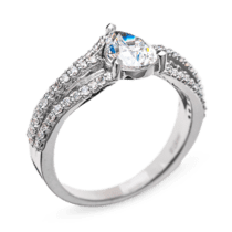 обзорное фото Кольцо из белого золота с бриллиантами R0431  Золотые кольца с бриллиантами