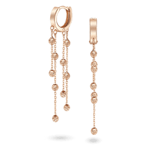 обзорное фото Золотые серьги-конго с шариками на цепочках 040942  Золотые серьги без вставок