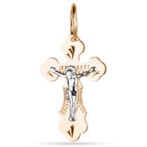 обзорное фото Золотой крестик с Распятием 028777  Детский золотой крестик