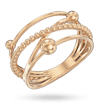 обзорное фото Золотое широкое кольцо с шариками без вставок 041047  Золотые кольца без вставок