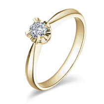оглядове фото Каблучка для заручин з діамантом із жовтого золота 024433