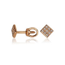 обзорное фото Золотые серьги-гвоздики с фианитами 030481  Серьги с камнями