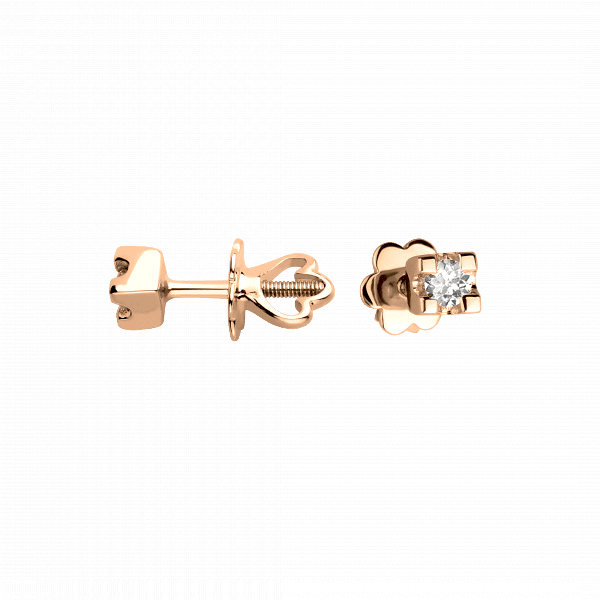 Золотые серьги-пуссеты с бриллиантами в красном золоте 031903 детальное изображение ювелирного изделия Золотые серьги с бриллиантами Золотые серьги-пуссеты с бриллиантами в красном золоте 031903 детальное изображение ювелирного изделия Золотые серьги с бриллиантами