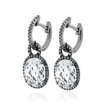 обзорное фото Золотые серьги с кварцом и бриллиантами 032974 Золотые серьги с камнями обзорное фото Золотые серьги с кварцом и бриллиантами 032974  Золотые серьги с камнями