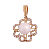 обзорное фото Золотой подвес с жемчугом 411864 Золотые кулоны с жемчугом обзорное фото Золотой подвес с жемчугом 411864  Золотые кулоны с жемчугом