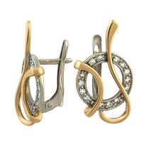 обзорное фото Золотые серьги с цирконием 430717  Золотые серьги с фианитом