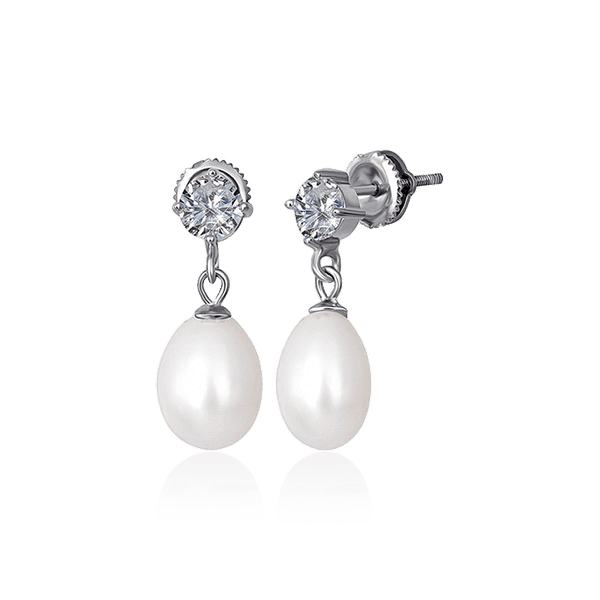 Серебряные серьги гвоздики с жемчугом и фианитом 031134 детальное изображение ювелирного изделия Серебряные серьги с камнями Серебряные серьги гвоздики с жемчугом и фианитом 031134 детальное изображение ювелирного изделия Серебряные серьги с камнями
