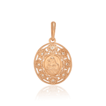обзорное фото Золотая ладанка Владимирская икона Божией Матери с фианитами034459  Золотые подвески иконки