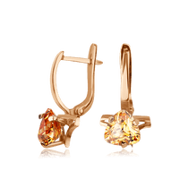 обзорное фото Золотые серьги с цирконием 510280  Золотые серьги с фианитом