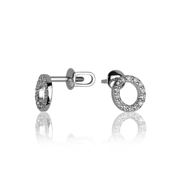 Золоті сережки цвяшки в білому золоті з діамантами 030532 детальне зображення ювелірного виробу Золоті сережки цвяшки в білому золоті з діамантами 030532 детальне зображення ювелірного виробу