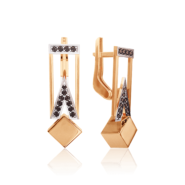 Золотые серьги Кубики 030090 детальное изображение ювелирного изделия Золотые серьги с фианитом Золотые серьги Кубики 030090 детальное изображение ювелирного изделия Золотые серьги с фианитом