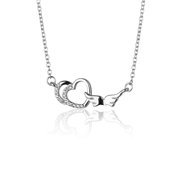 Серебряное колье Сердце и Крылья с фианитами 027391 детальное изображение ювелирного изделия Серебряные колье Серебряное колье Сердце и Крылья с фианитами 027391 детальное изображение ювелирного изделия Серебряные колье