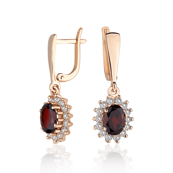 Золотые серьги с гранатом и цирконом 028331 детальное изображение ювелирного изделия Золотые серьги с гранатом Золотые серьги с гранатом и цирконом 028331 детальное изображение ювелирного изделия Золотые серьги с гранатом