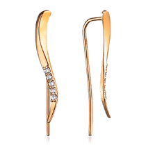 обзорное фото Золотые серьги кафы с фианитами 035845  Золотые серьги каффы