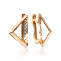 обзорное фото Золотые серьги Треугольник с фианитом 034631 Золотые серьги обзорное фото Золотые серьги Треугольник с фианитом 034631  Золотые серьги