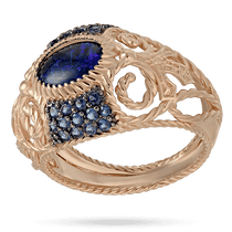 обзорное фото Золотой женский перстень с опалом 034165 Золотые кольца обзорное фото Золотой женский перстень с опалом 034165  Золотые кольца