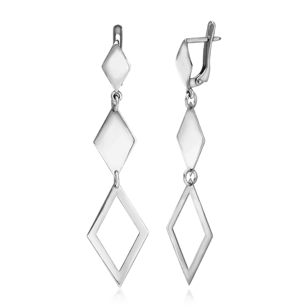 Серебряные серьги подвески Ромбы 034880 детальное изображение ювелирного изделия Серебряные серьги Серебряные серьги подвески Ромбы 034880 детальное изображение ювелирного изделия Серебряные серьги