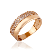 обзорное фото Золотое кольцо с цирконием 030544  Кольца золотые женские