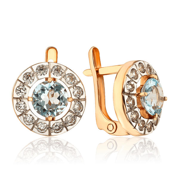 Классические золотые серьги с топазом и фианитами 036233 детальное изображение ювелирного изделия Золотые серьги Классические золотые серьги с топазом и фианитами 036233 детальное изображение ювелирного изделия Золотые серьги