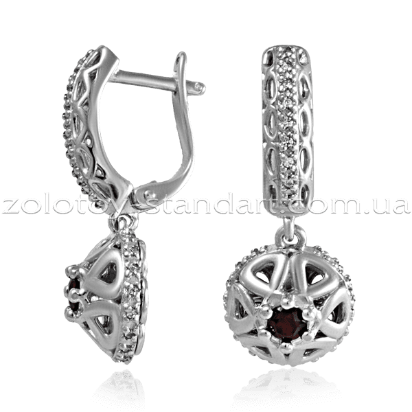 Серебряные серьги 454236С детальное изображение ювелирного изделия Серебряные серьги с камнями