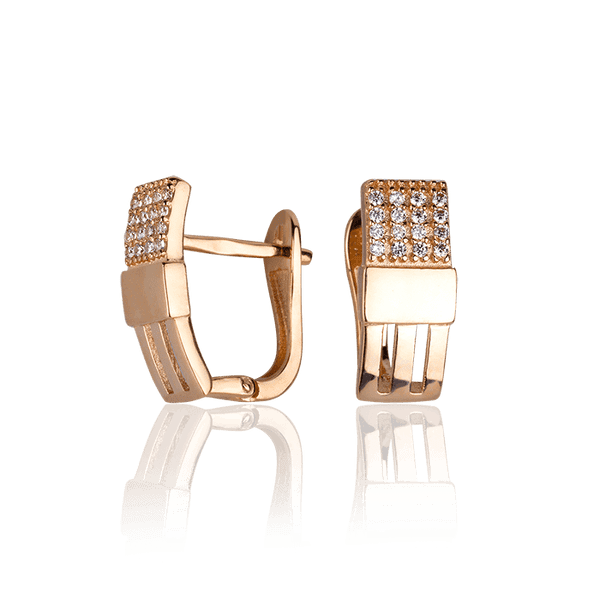 Золотые серьги с цирконием 030551 детальное изображение ювелирного изделия Золотые серьги с фианитом Золотые серьги с цирконием 030551 детальное изображение ювелирного изделия Золотые серьги с фианитом