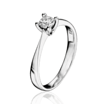 оглядове фото Каблучка з діамантом в білому золоті на заручини 033747