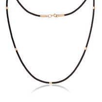 обзорное фото Черный ювелирный шнурок с золотыми вставками 035354  Золотые цепочки