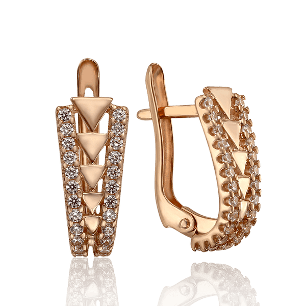 золотые серьги с фианитами треугольники золотые серьги с фианитами треугольники