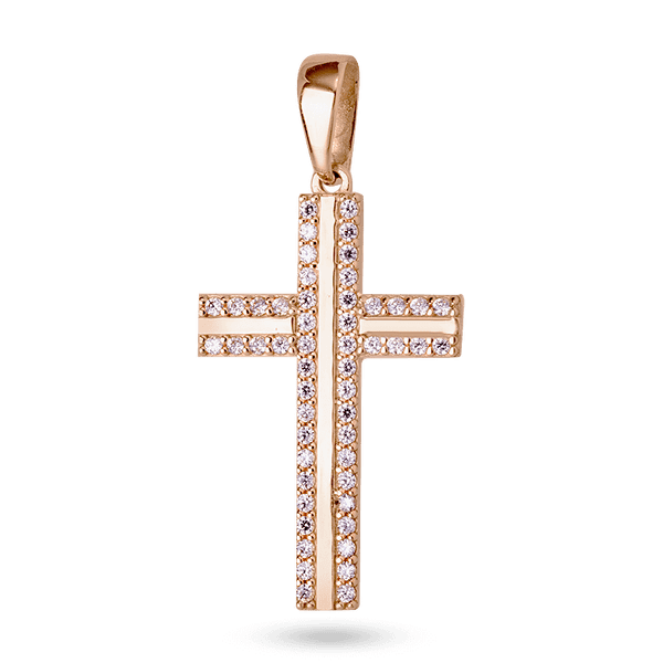 Декоративный золотой крестик с фианитами 034261 детальное изображение ювелирного изделия Золотые подвески Декоративный золотой крестик с фианитами 034261 детальное изображение ювелирного изделия Золотые подвески