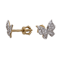 обзорное фото Золотые серьги Бабочки 80306  Серьги с камнями