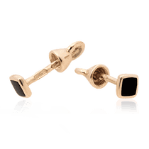 обзорное фото Серьги Квадрат пуссеты с эмалью 024255 Золотые серьги с эмалью обзорное фото Серьги Квадрат пуссеты с эмалью 024255  Золотые серьги с эмалью