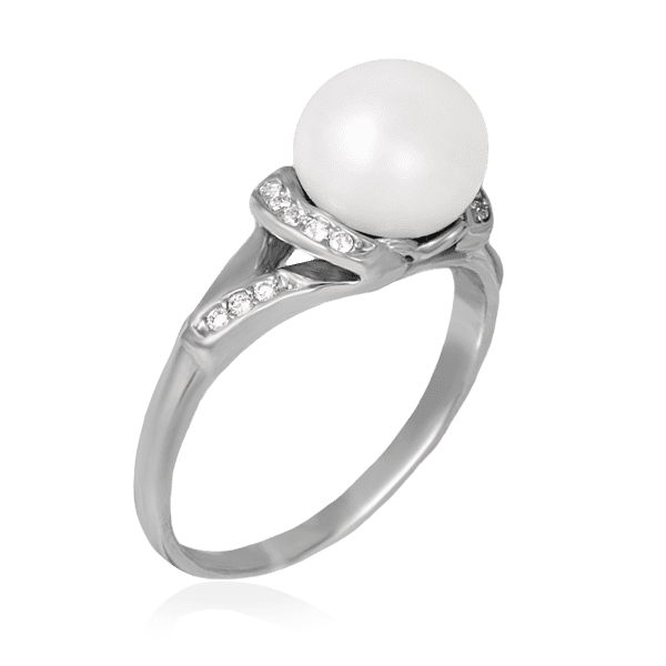 Срібна каблучка Крендель з перлиною 023031 детальне зображення ювелірного виробу Срібна каблучка Крендель з перлиною 023031 детальне зображення ювелірного виробу