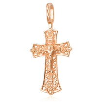 обзорное фото Золотой крестик ажурный Распятие1,4,0653  Золотые крестики
