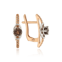 оглядове фото Золоті сережки з кварцем і фіанітами 029034