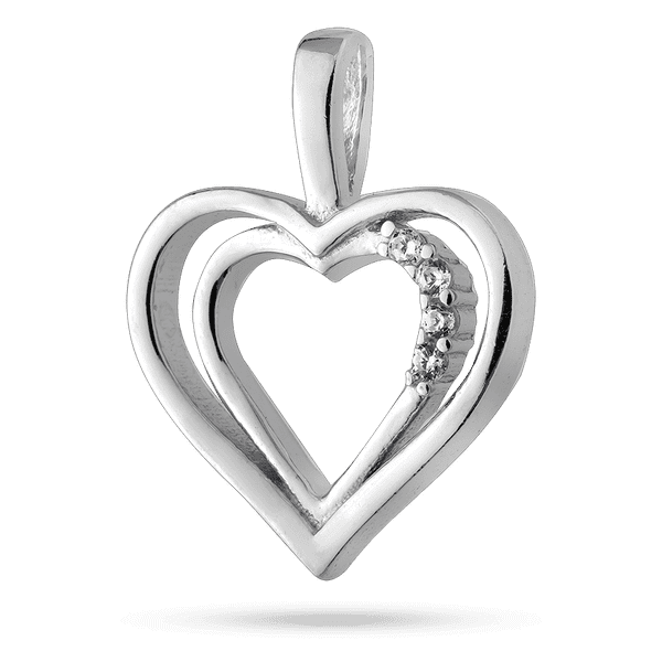 Серебряный подвес "Двойное сердце" украшен фианитами 040079 детальное изображение ювелирного изделия Серебряные подвески со вставками
