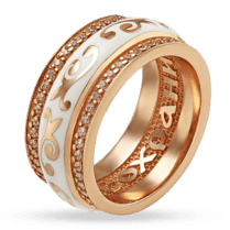 обзорное фото Золотое обручальное кольцо с эмалью 038927  Золотые обручальные кольца