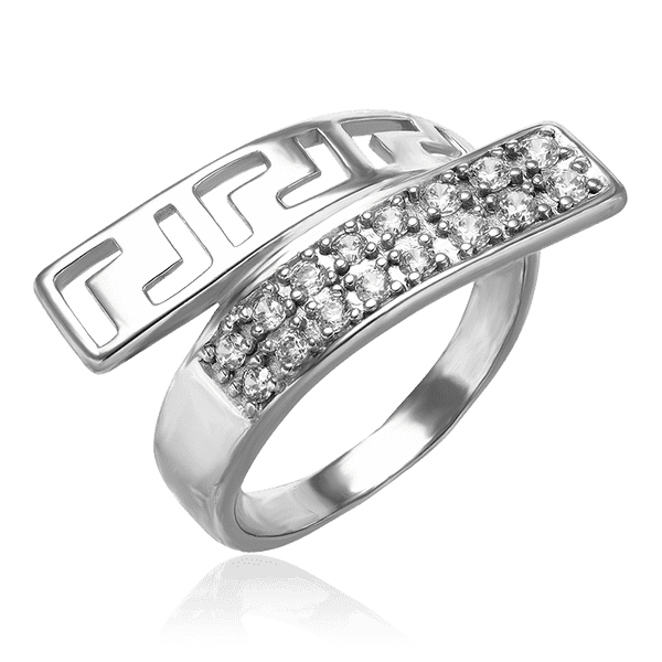 Молодежное кольцо из родированного серебра с фианитами 035016 детальное изображение ювелирного изделия Серебряные кольца Молодежное кольцо из родированного серебра с фианитами 035016 детальное изображение ювелирного изделия Серебряные кольца