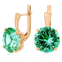 обзорное фото Серьги с зеленым аметистом 023620 Золотые серьги с аметистом обзорное фото Серьги с зеленым аметистом 023620  Золотые серьги с аметистом