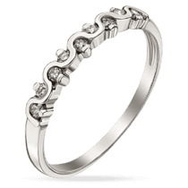 обзорное фото Золотое кольцо Волна с бриллиантами 035182  Золотые кольца