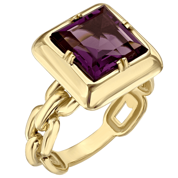 Кольцо с квадратным аметистом в желтом золоте 034694 детальное изображение ювелирного изделия Золотые кольца