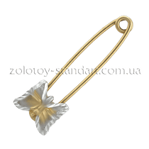 обзорное фото Золотая булавка Бабочка 09037 Золотые булавки обзорное фото Золотая булавка Бабочка 09037  Золотые булавки
