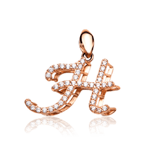 обзорное фото Золотой кулон в виде буквы Н с фианитами 035600 Золотые подвески обзорное фото Золотой кулон в виде буквы Н с фианитами 035600  Золотые подвески