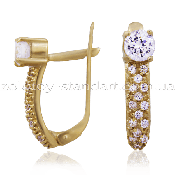 Золотые серьги 21158 детальное изображение ювелирного изделия Золотые серьги с фианитом Золотые серьги 21158 детальное изображение ювелирного изделия Золотые серьги с фианитом