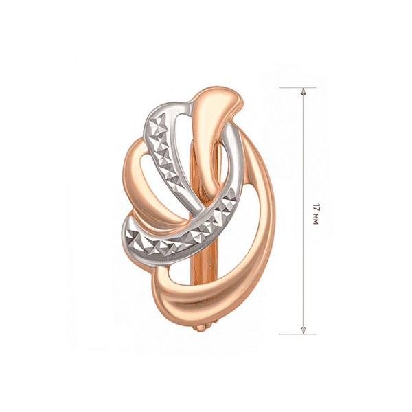 Серьги «Петля нежности» в красном и белом (комбинированном) золоте 585 пробы без вставок с алмазной гранью купить Серьги «Петля нежности» в красном и белом (комбинированном) золоте 585 пробы без вставок с алмазной гранью купить