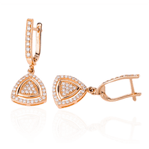 оглядове фото Золоті сережки з діамантами E0492